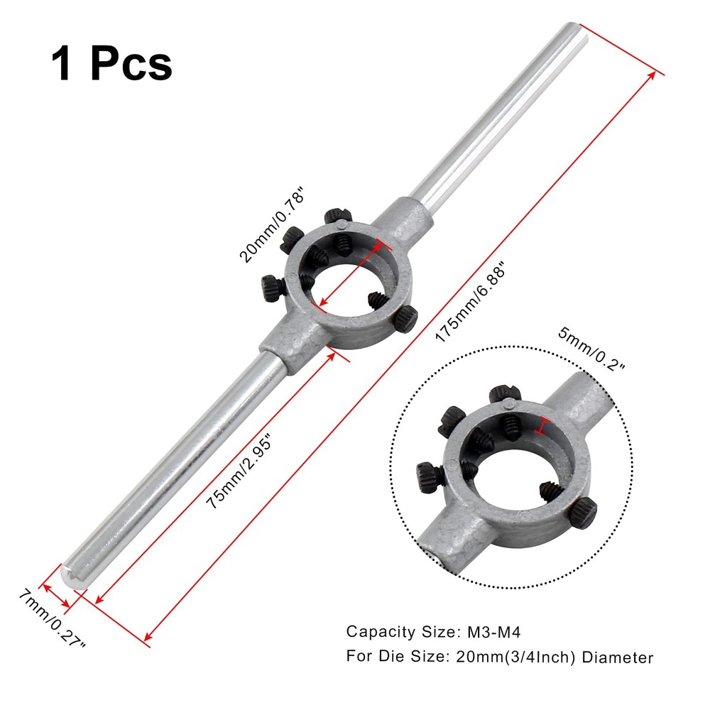 Die Stock Handle Wrench M3m4 Metric Round Die Holder For 20mm/ 3/4 Inch Od Round