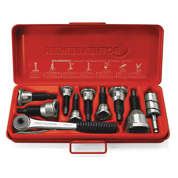 Rothenberger Tee Extractor Set,1/2 to 1-1/8 In,8 Pc 22124 Rothenberger 22124