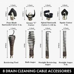 9-Piece Drain Cleaning Kit for Heavy-Duty Cables &ndash; Professional-Grade Tools f&hellip;