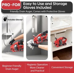 20V Cordless Electric Drain Auger, 25Ft Auto-Feed Drain Snake, Replaceable Cable