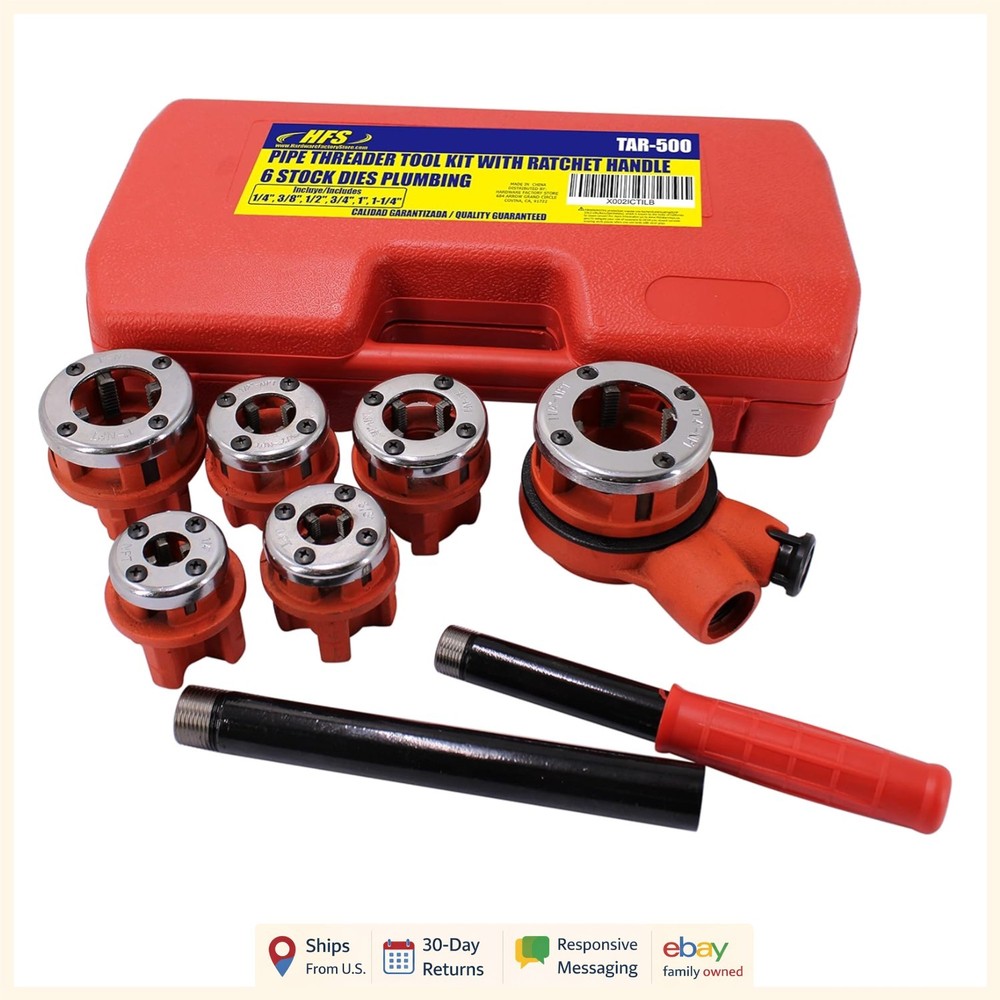 Professional Ratchet Pipe Threader Kit Ideal for Galvanized and Iron Pipes
