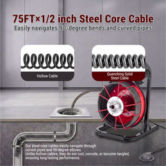 75FT x 1/2 In Drain Cleaner Machine,2&Prime;-4&Prime; Pipes Manual Feed Electric Drain Auger