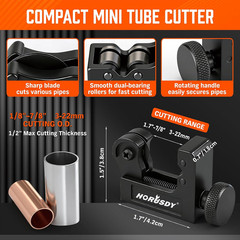 4-Piece Ultimate Tube Cutter Set, Heavy Duty Pipe Cutter 1/4&Prime;-2&Prime;, Mini Tubing Cu