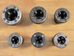 LOT OF 6 &ndash; USED BEAVER DIE HEADS DROP HEAD TYPE w/7 misc. Replacment Dies