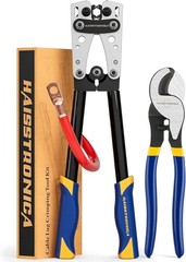 Ratchet Hex Crimper Tool Kit for Heavy Duty Battery Cables 8-1/0 AWG with Cutter