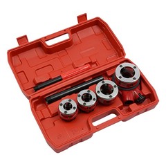 Portable Pipe Threader Set with Case 4 Hinge Plate Heads Pipe Threading Tool Set