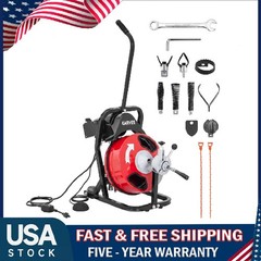 Drain Cleaner Machine 75FT x 1/2 Inch Portable Auto Feed Drain Auger Sewer Snake
