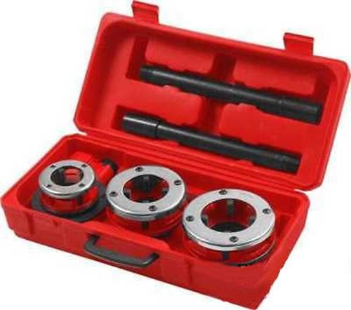 Large Hand Die Ratcheting Pipe Thread Threader Tool Ratchet Threading Kit Set