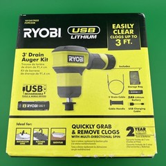 🔥NEW🔥Ryobi Lithium 3&rsquo; Drain Auger Kit UsbC 2AH Cordless Sealed in Pkg.
