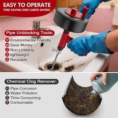 Drill-Compatible 35ft Heavy-Duty Plumbing Snake &ndash; Fast & Easy Clog Removal Tool