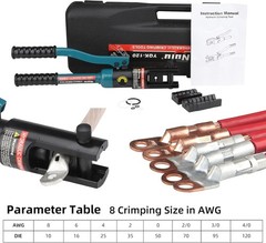 8T Hydraulic Crimping Tool YQK-120, Wire Crimper for 10-120mm&sup2; Battery Cable Ter