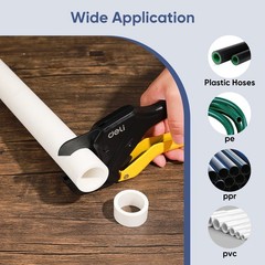 Deli PVC Pipe Cutter Heavy-Duty Ratchet Pipe Cutter Tool for PVC, PPR, PE, PEX