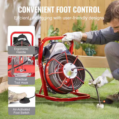 Electric Drain Auger 75 ft. x 1/2 in. Drain Cleaner Machine 370- Watt w/ Cutters