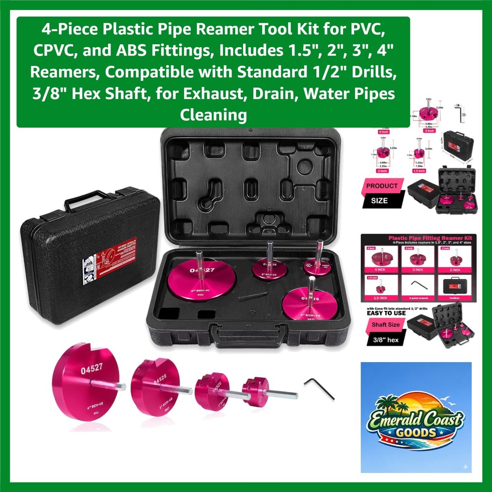 Professional 4-Piece Reamer Kit for North American Pipe Fittings &ndash; Easy to Use