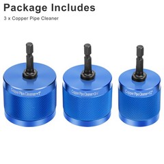 3x Copper Pipe Cleaner Drill Set 1/2&Prime; 3/4&Prime; 1&Prime; Metal Tube Plumber Cleaning Tool