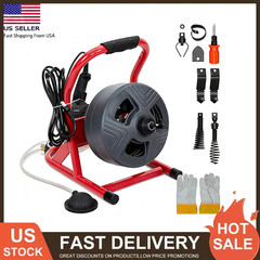 50Ft x 5/16&Prime; Drain Cleaner Machine Drain Auger Sewer Snake Plumbing with Cutters