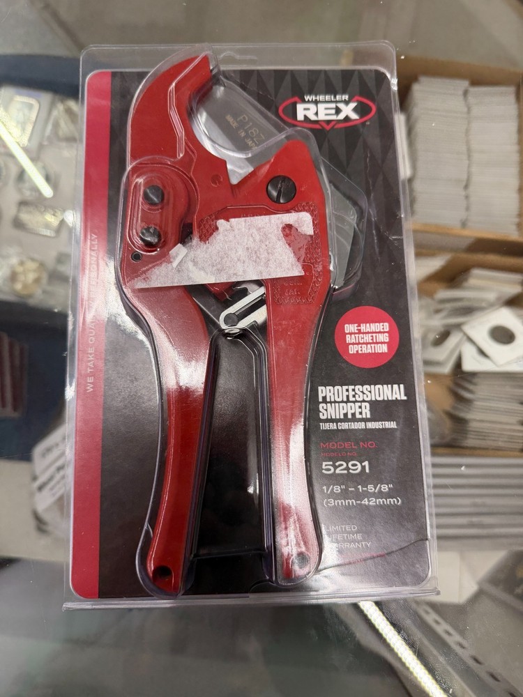 WHEELER-REX 5291 &ndash; Plastic Pipe Cutter: 3/16in &ndash; 1 11/16 in OD Cutting Capacity