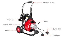 75Ft x 1/2 Inch Drain Cleaner Machine Auto-Feed Sewer Cleaning Tool Snake Auger