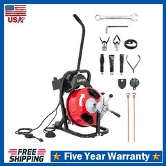Drain Cleaner Machine 75FT x 1/2 Inch Portable Auto Feed Drain Auger Sewer Snake