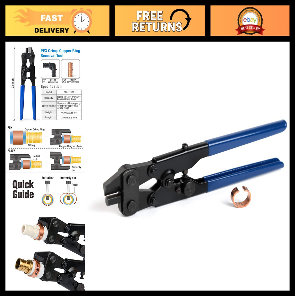 PEX Crimp Ring Removal Tool for 1/2&Prime;, 3/4&Prime;, 1&Prime; Copper F1807 Crimp Rings