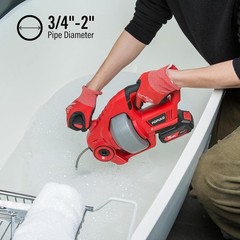 20V Cordless Electric Drain Auger-Efficient 25Ft Auto-Feed Drain Snake with R&hellip;