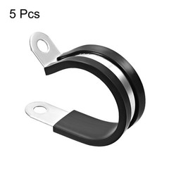 55mm Stainless Steel Rubber Cushioned Insulated Clamp R Shape Metal Clamp 5Pcs