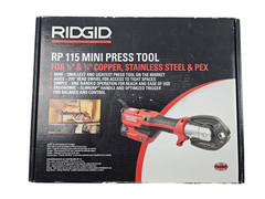Ridgid RP 115 Mini Press Tool 1/2&Prime;-3/4&Prime; Copper/Stainless Fittings w/ 12v Battery