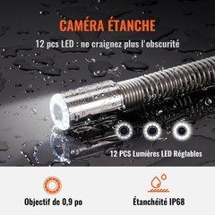 50m 9in 512Hz Inspection Camera IP68 12LED DVR 16GB SD Sewer Tool