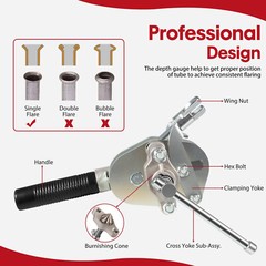 945TH-BPD 45&deg; Manual Rotary Flaring Tool for Soft Metal Tubing 1/8&Prime;-3/4&Prime; O.D