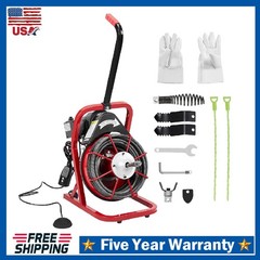 Drain Cleaner Machine 75 Ft x 1/2&Prime; Portable Electric Drain Auger Sewer w/Cutters