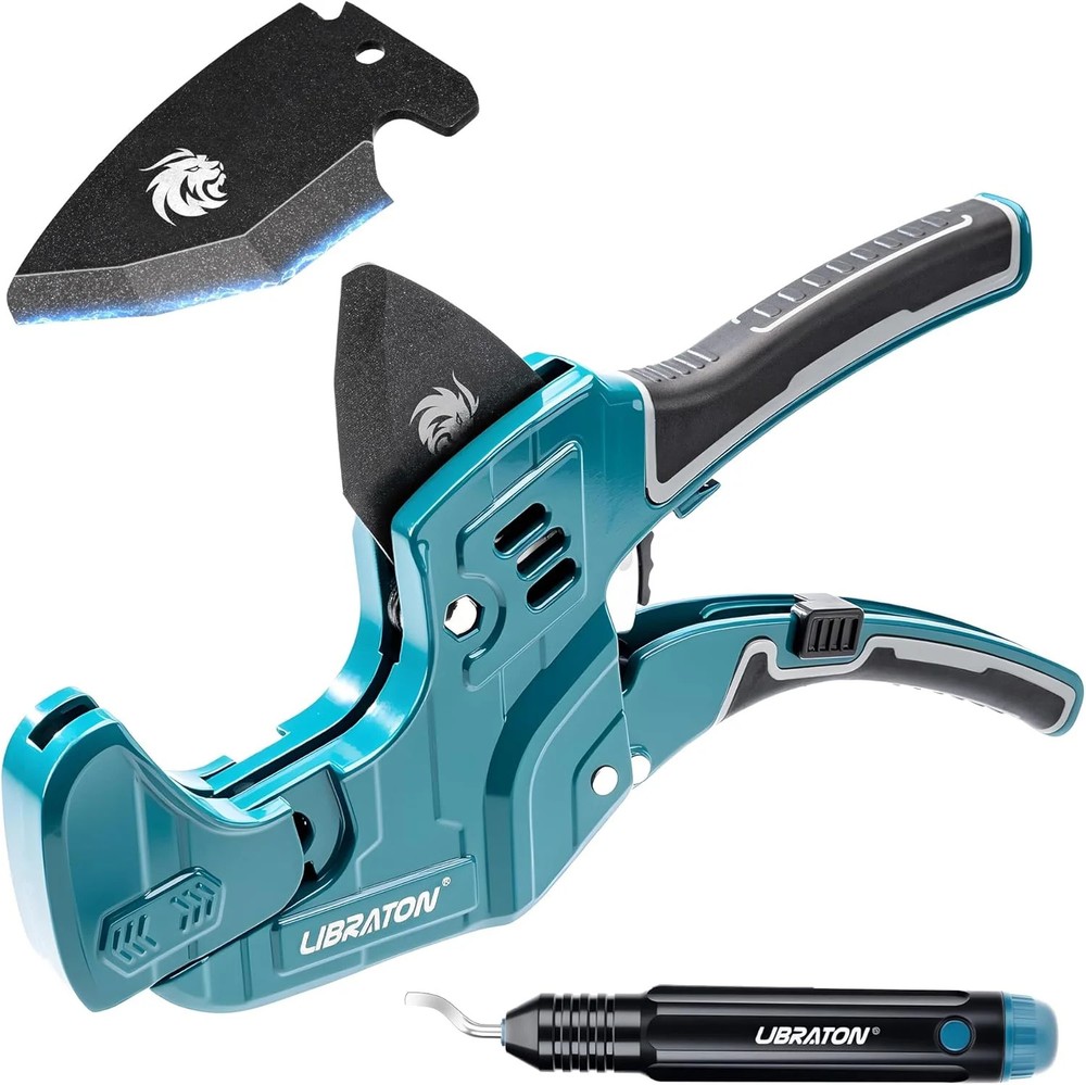 LIBRATON 2-1/2&Prime; Ratchet PVC Pipe Cutter, 2 Adjustable Ranges PVC Cutter | Heavy-