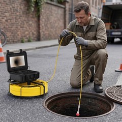 200ft Pipeline Inspection Camera, Sewer Main Inspection,12PCS LED Scope 12V