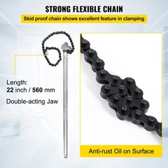 VEVOR 24&Prime; Chain Wrench Steel Straight Handle Tool 22&Prime; Chain 6.7&Prime; Capacity