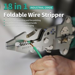 18 in 1 Wire Stripper Cutter Foldable Tool with Portable Storage Bag，Multifuncti