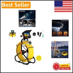 HD 200FT Plumbing Inspection Camera &ndash; 4.3&rdquo; Screen, Waterproof & Adjustable