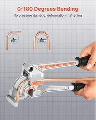 3-in-1 Tube Bender 1/4 3/8 1/2 OD Manual 180&deg; Pipe Bending Tool HVAC
