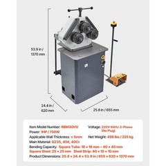 750W 3-Roller Electric Pipe Bender H/V Operation
