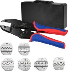 Ratcheting Wire Crimper Set with 6 Replaceable Dies, Heavy Duty Wire Crimping To