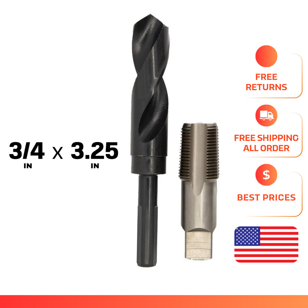 3/4 Carbon Steel NPT Pipe Tap and 59/64 High Speed Steel Drill Bit Set (2-Piece)