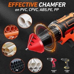2-in-1 PVC Deburring Tool & Chamfer Tool for Pipe Reaming, OD 0.75&Prime;-4.6&Prime; ID 0.92