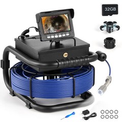 4.3 in. Sewer Inspection Camera w 66ft/20m Cable Rechargeable Battery for Pipe