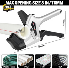 Ratchet PVC Pipe Cutter Heavy Duty,Cuts up to 3 Inches,Cutter with One-Click