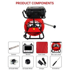 Sewer Camera Self-leveling+512HZ Sonde Endoscope 9Inch HD Screen 16GB DVR (40M)