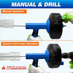 Auto Feed Drain Auger with Drill Adapter, 33 Feet Drain Snake Hair Clog Remover,