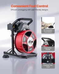 Drain Snake Auger: 50ft Solid-Core Steel Cable