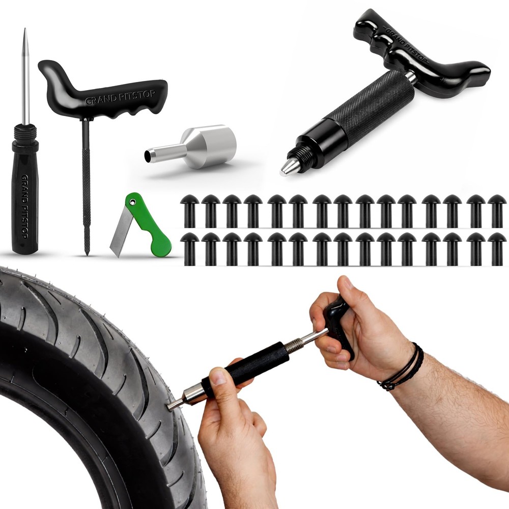 36 Pcs Tubeless Tire Puncture Repair Kit with Mushroom Plug (30 Mushroom Plugs)