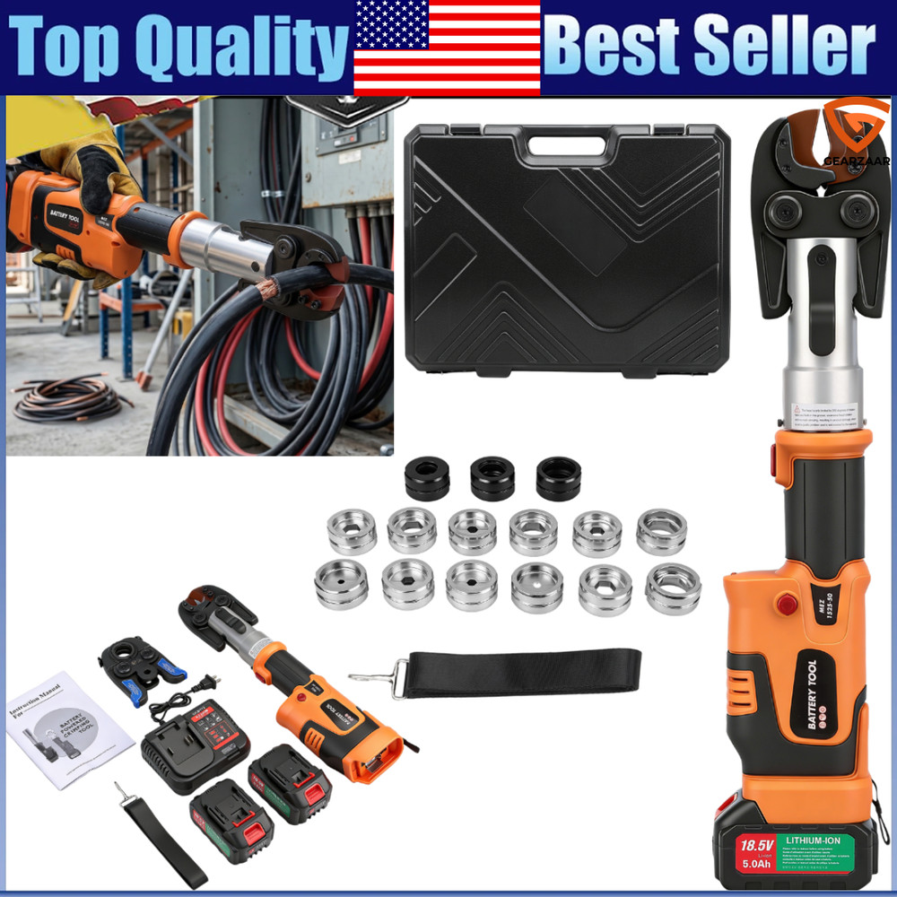 Copper Pro Press Tool Pipe Crimping Kit Press Tool Battery Kit 1/2&Prime; 3/4&Prime; 1&Prime; Jaw
