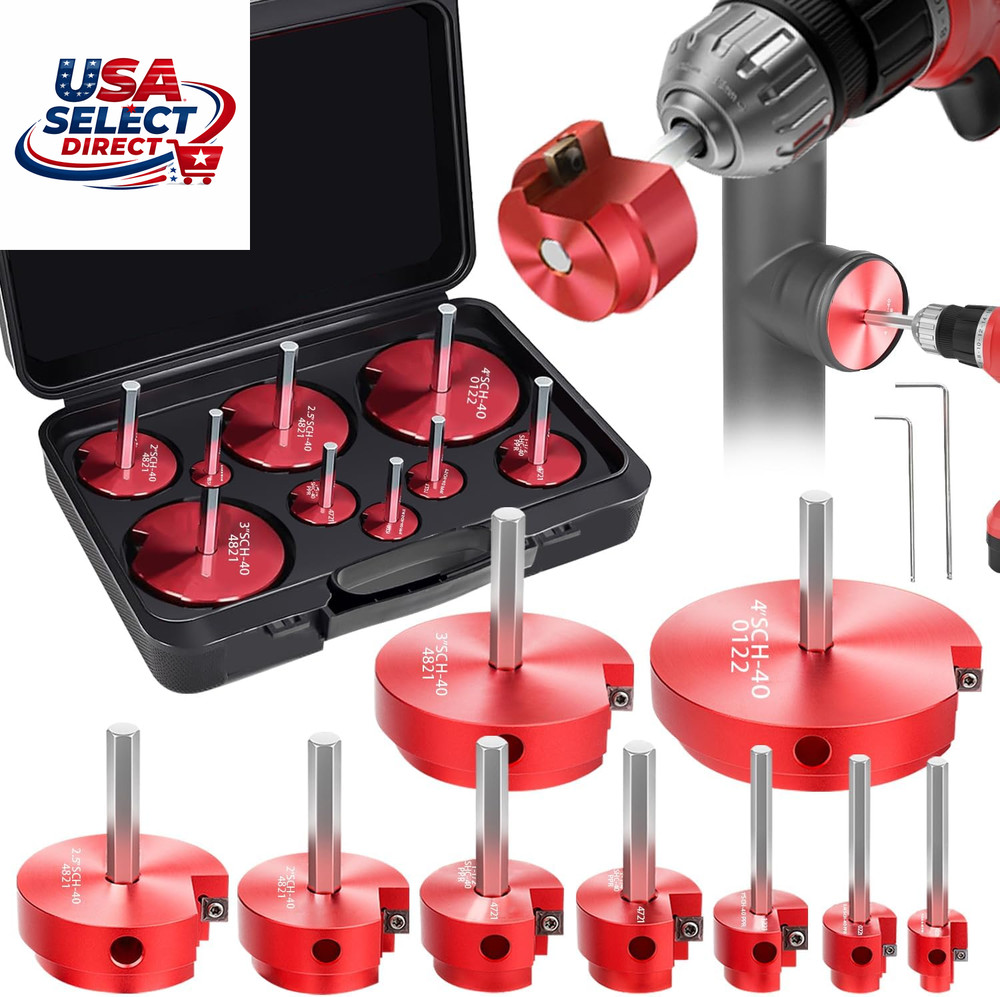 9-Piece PVC Pipe Reamer Kit for 1/2&Prime; Drills &ndash; 1/2&Prime; to 4&Prime; Sizes