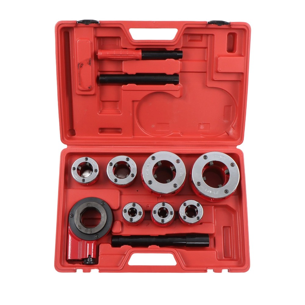 7 Size 3/8&Prime; To 2&Prime; Dies Set W/ Handle Pipe Threader Threading BSPT Pipe Threader
