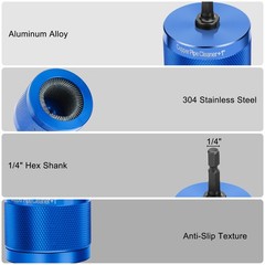 3x Copper Pipe Cleaner Drill Set 1/2&Prime; 3/4&Prime; 1&Prime; Metal Plumbing Tube Brush Kit Tool